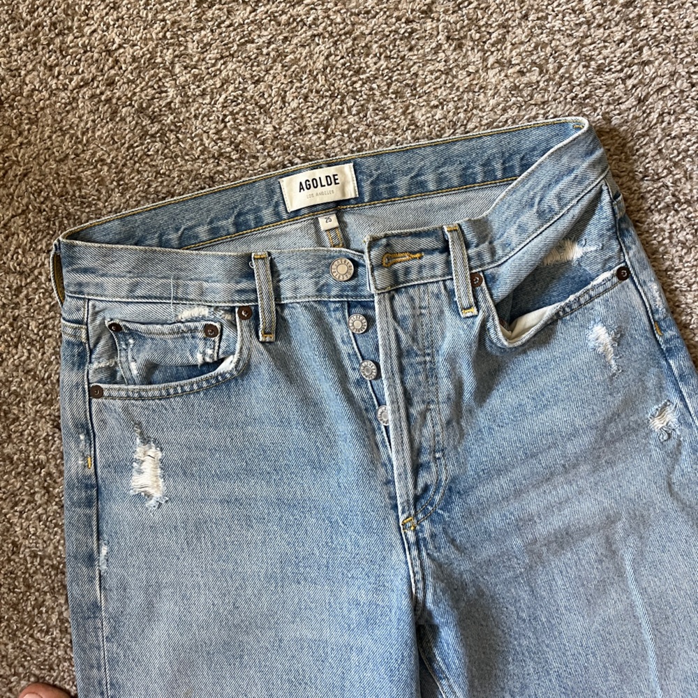 Agolde Light Blue Distressed Jeans